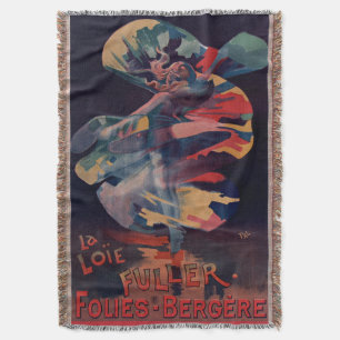 Vintage Art Nouveau, Loie Fuller at Folies Bergere Throw Blanket