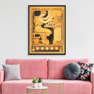 Vintage Art Nouveau, Love Conquers All Scientist Canvas Print