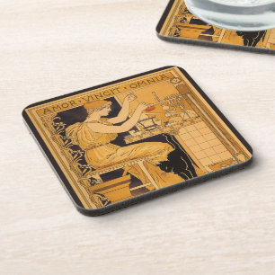 Vintage Art Nouveau, Love Conquers All Scientist Coaster