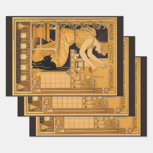 Vintage Art Nouveau, Love Conquers All Scientist Wrapping Paper Sheet