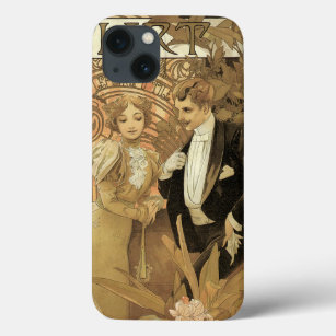 Vintage Art Nouveau Love Romance, Flirt by Mucha iPhone 13 Case