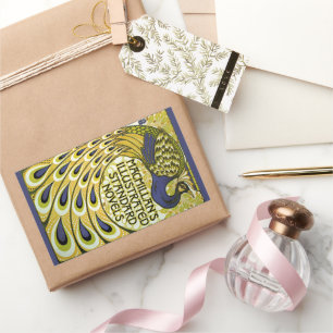 Vintage Art Nouveau, Macmillan's Peacock Feather Rectangular Sticker