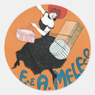 Vintage Art Nouveau Magazzini Italiani by Capiello Classic Round Sticker