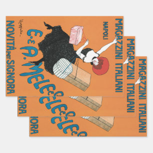 Vintage Art Nouveau Magazzini Italiani by Capiello Wrapping Paper Sheet