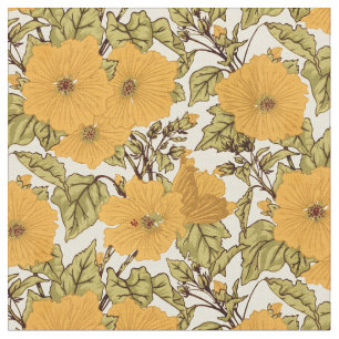 Vintage Art Nouveau Marshmallow Floral Pattern Fabric