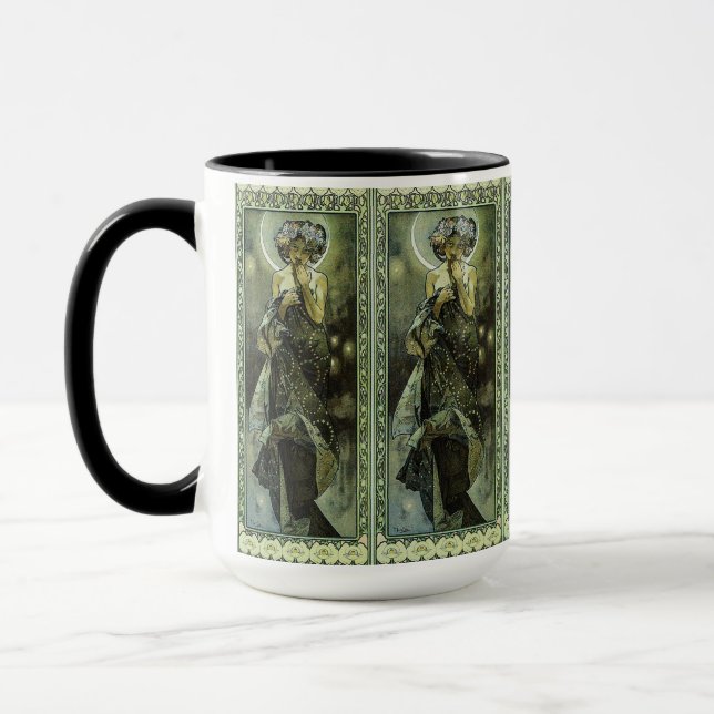  Vintage Art Nouveau Moon by Alphonse Mucha Mug (Left)