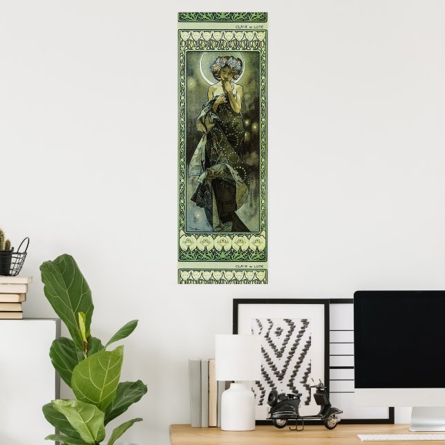 Vintage Art Nouveau Moon by Alphonse Mucha Poster (Home Office)