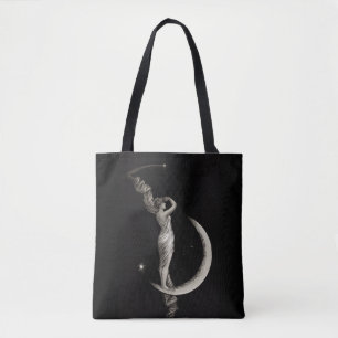 Vintage Art Nouveau Moon Girl Tote Bag