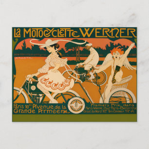 Vintage Art Nouveau Motorcycle Race poster Postcard