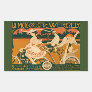 Vintage Art Nouveau Motorcycle Race poster Rectangular Sticker