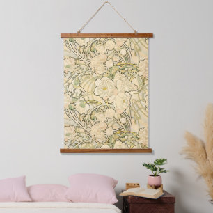 Vintage Art Nouveau Mucha Floral Peonies Pattern Hanging Tapestry