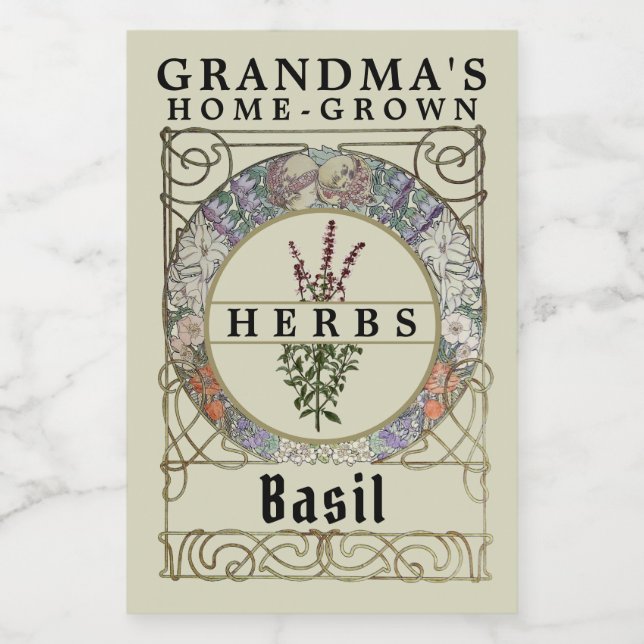 Vintage Art Nouveau Mucha Herb Label Template (Single Label)