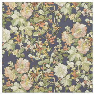Vintage Art Nouveau Mucha Honeysuckle Pattern Fabric
