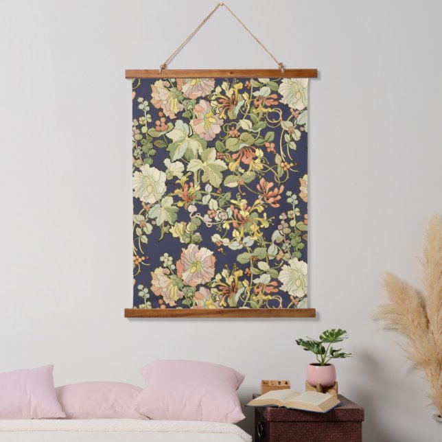 Vintage Art Nouveau Mucha Honeysuckle Pattern Hanging Tapestry (Bedroom)