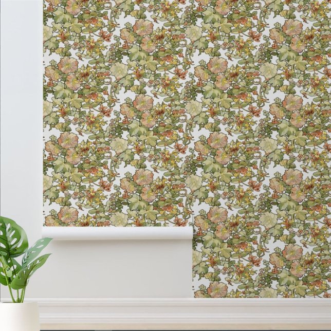 Vintage Art Nouveau Mucha Honeysuckle Pattern Wallpaper (Creator Uploaded)