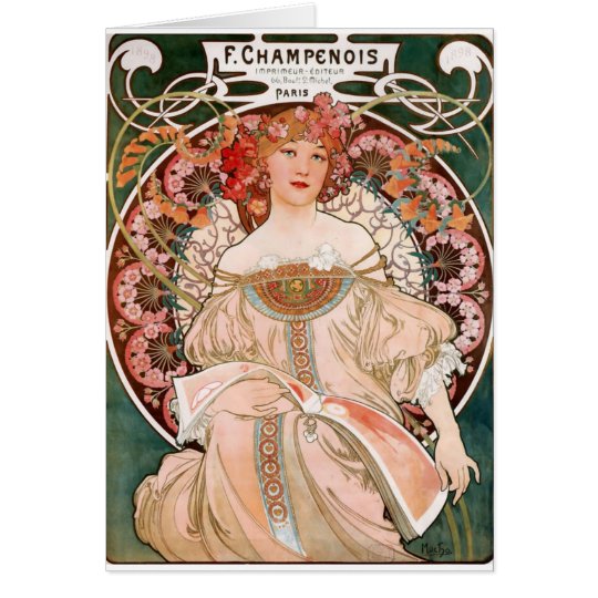 Vintage Art Nouveau Mucha Print Card