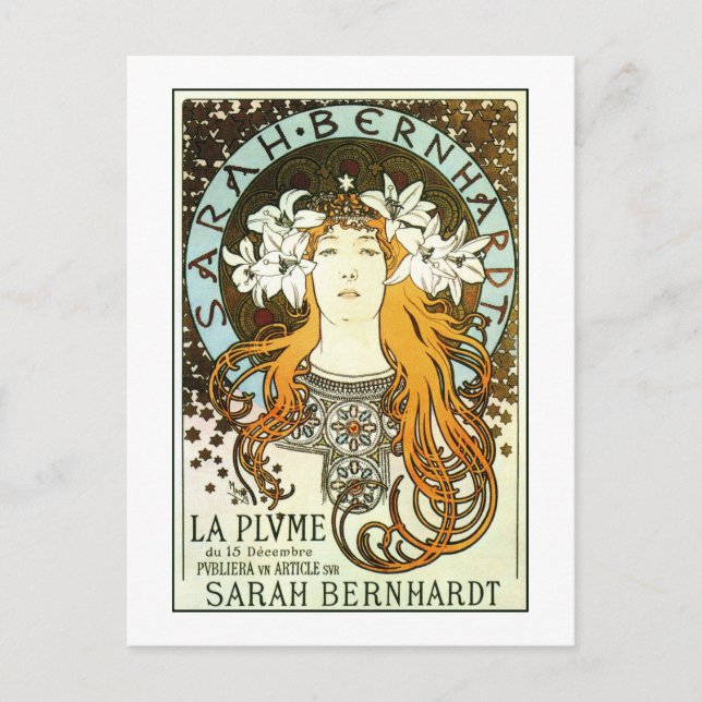 Vintage art nouveau Mucha Sarah Bernhardt ad Postcard (Front)