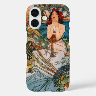 Vintage Art Nouveau Mucha Woman Floral Poster iPhone 16 Case