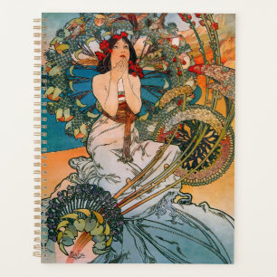 Vintage Art Nouveau Mucha Woman Floral Poster Planner