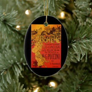 Vintage Art Nouveau Music, La Boheme Opera, 1896 Ceramic Tree Decoration