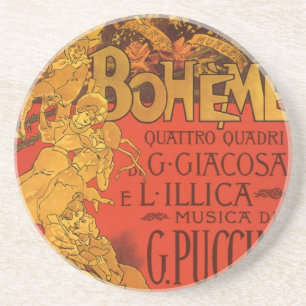 Vintage Art Nouveau Music, La Boheme Opera, 1896 Coaster