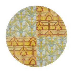 Vintage Art Nouveau Nature Grid Pattern Art Cutting Board