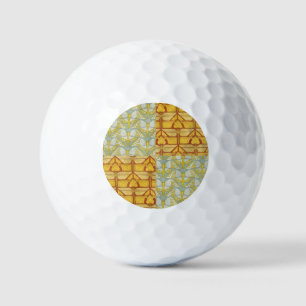 Vintage Art Nouveau Nature Grid Pattern Art Golf Balls