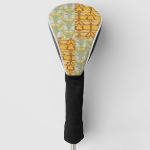 Vintage Art Nouveau Nature Grid Pattern Art Golf Head Cover
