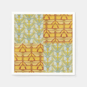 Vintage Art Nouveau Nature Grid Pattern Art Napkin