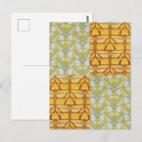 Vintage Art Nouveau Nature Grid Pattern Art