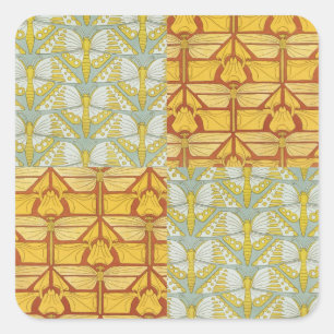Vintage Art Nouveau Nature Grid Pattern Art Square Sticker