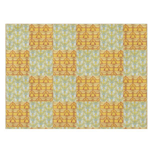 Vintage Art Nouveau Nature Grid Pattern Art Tablecloth