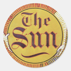 Vintage Art Nouveau, New York Sun Newspaper Classic Round Sticker