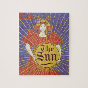 Vintage Art Nouveau, New York Sun Newspaper Jigsaw Puzzle