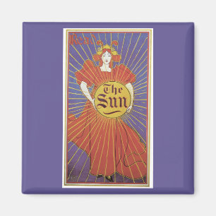 Vintage Art Nouveau, New York Sun Newspaper Magnet