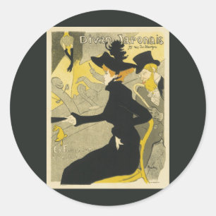 Vintage Art Nouveau Nightclub Cafe, Divan Japonais Classic Round Sticker