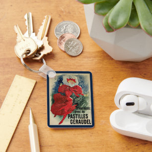 Vintage Art Nouveau Pastilles Geraudel Cough Drops Key Ring