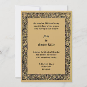 Vintage Art Nouveau Peacock Feathers Frame Wedding Invitation