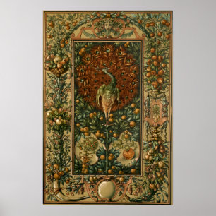 Vintage Art Nouveau Peacock & Fruit by Anton Seder Poster