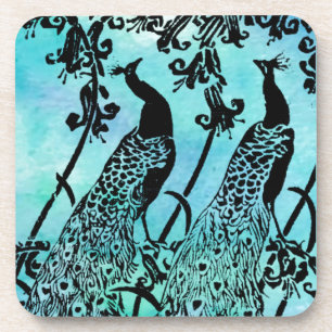 Vintage Art Nouveau Peacock Illustration Antique Coaster