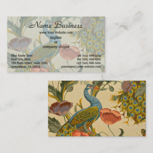 Vintage Art Nouveau Peacock Poppy Floral Pattern Business Card
