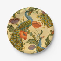 Vintage Art Nouveau Peacock Poppy Floral Pattern