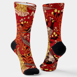 Vintage Art Nouveau Pheasants, Ferns and Dandelion Socks