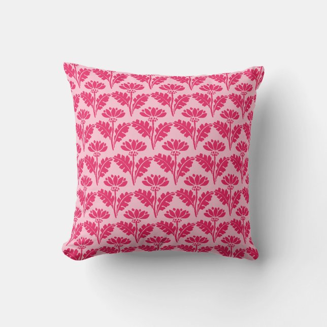 Vintage Art Nouveau Pink Flower Pattern Cushion (Front)