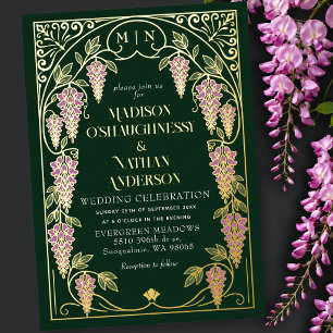 Vintage Art Nouveau Pink Wisteria Wedding