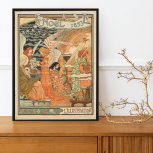 Vintage Art Nouveau Poster New Year