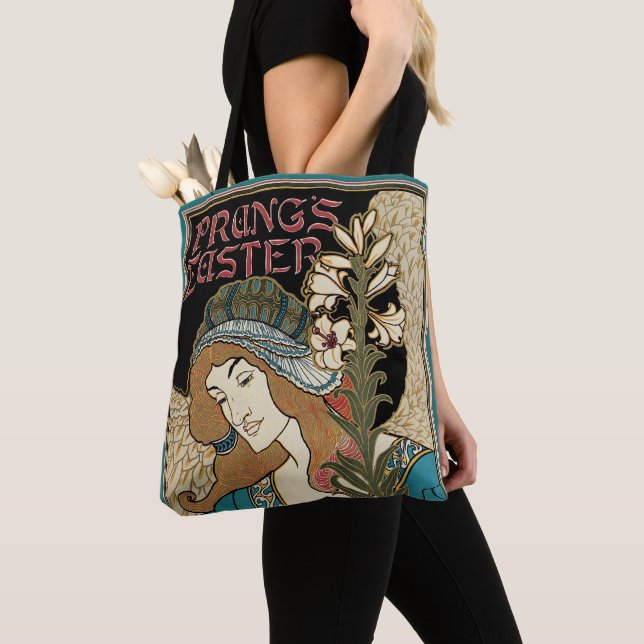 Vintage Art Nouveau, Prang's Easter Publications Tote Bag (Close Up)