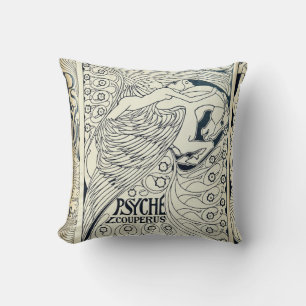 Vintage Art Nouveau Psyche on Winged Horse Pegasus Cushion