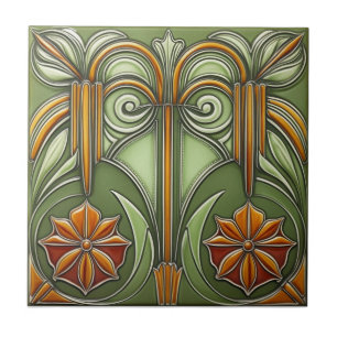 Vintage Art nouveau Reproduction Ceramic Tile