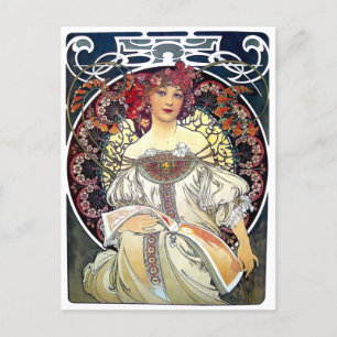 Vintage Art Nouveau Reverie by Alphonse Mucha Post Postcard